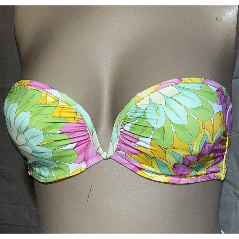 Shade & Shore Light Padded Underwire Tropical Floral Bikini Top Size 36DD